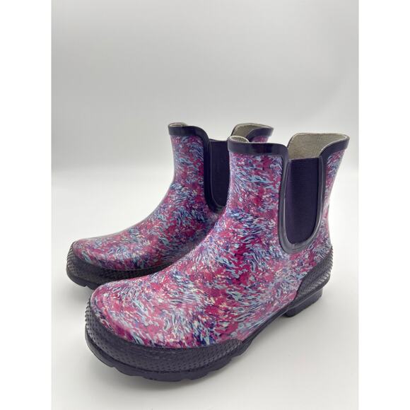 Crocs Women’s Jaunt Shorty Rain Boots Size 9 W Multicolor Purple Pink Waterproof - Picture 1 of 7